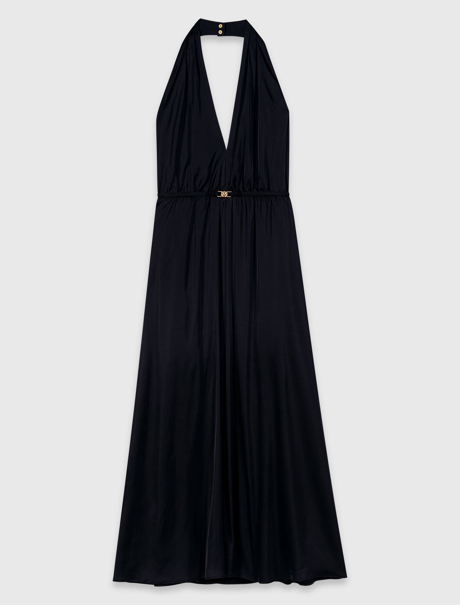 Backless pleated maxi dress