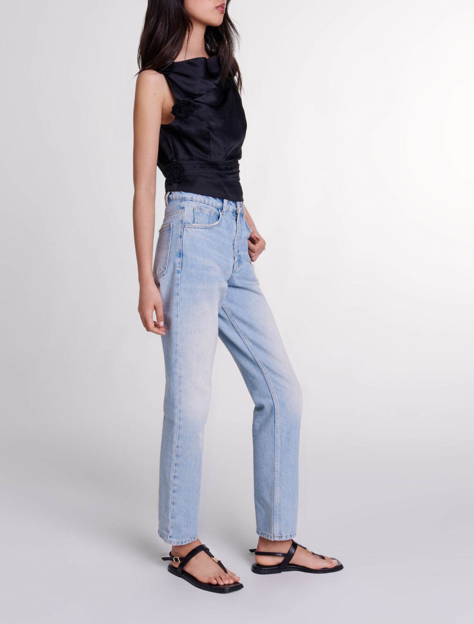 Satin-effect draped top