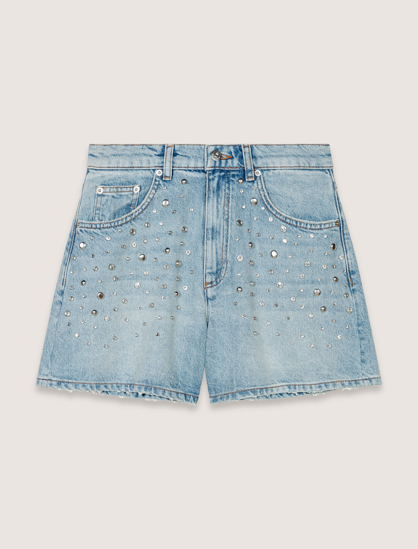 Studded denim shorts Blue for Women | Maje