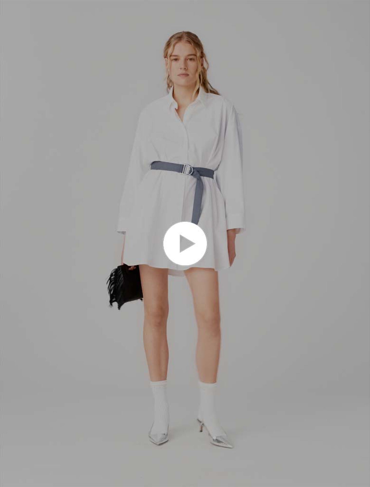 Shirt dress with contrast belt