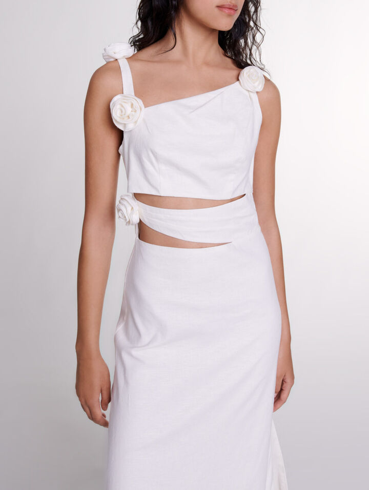 Openwork linen maxi dress