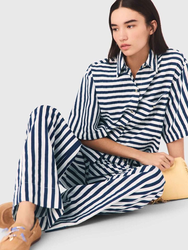 Cropped linen-blend shirt