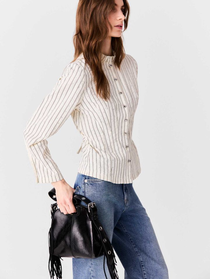 Rhinestone high-neck shirt