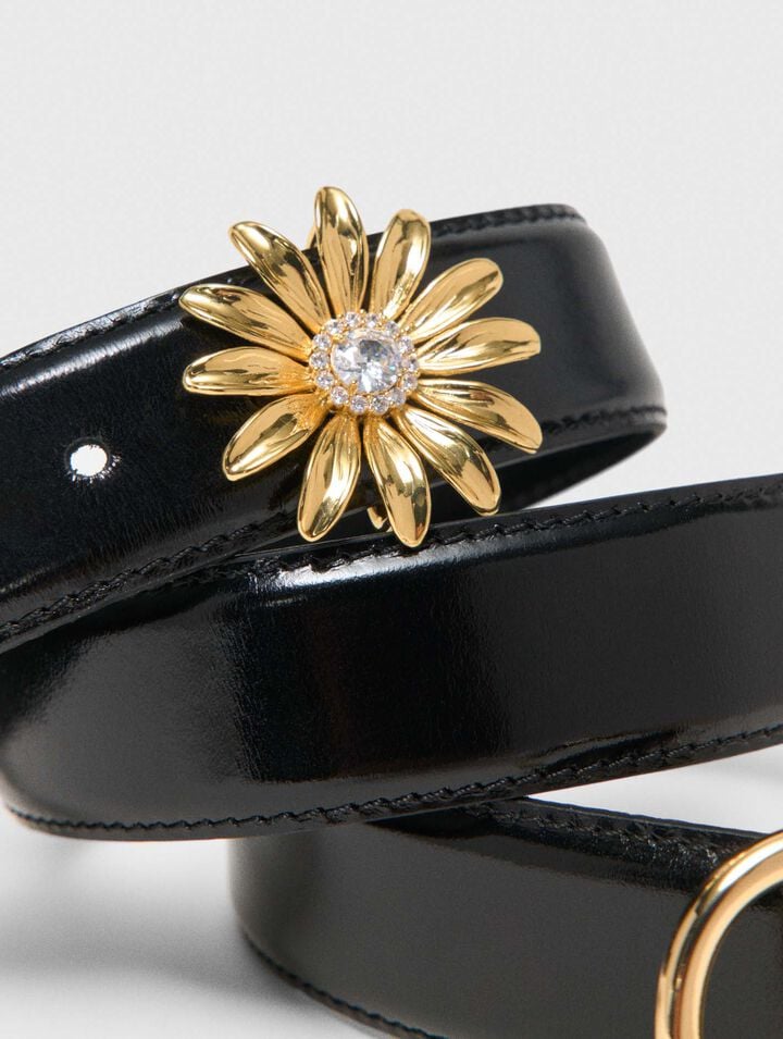 Leather belt with removable jewel