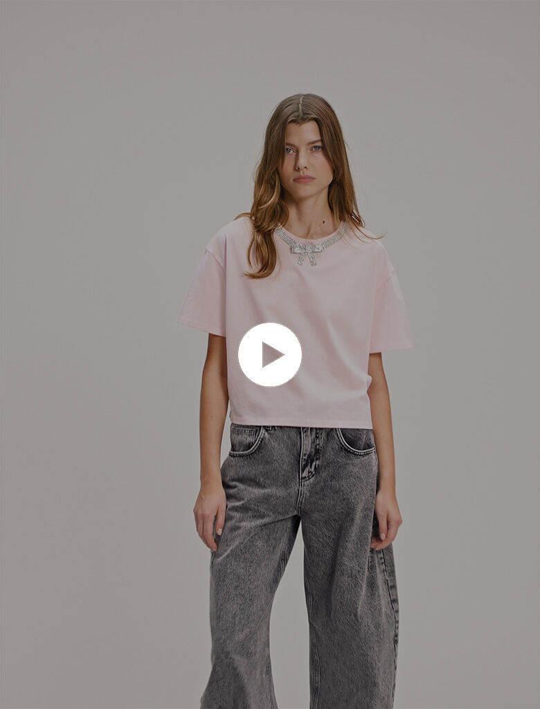 T-shirt with jewellery neck Pink for Women | Maje