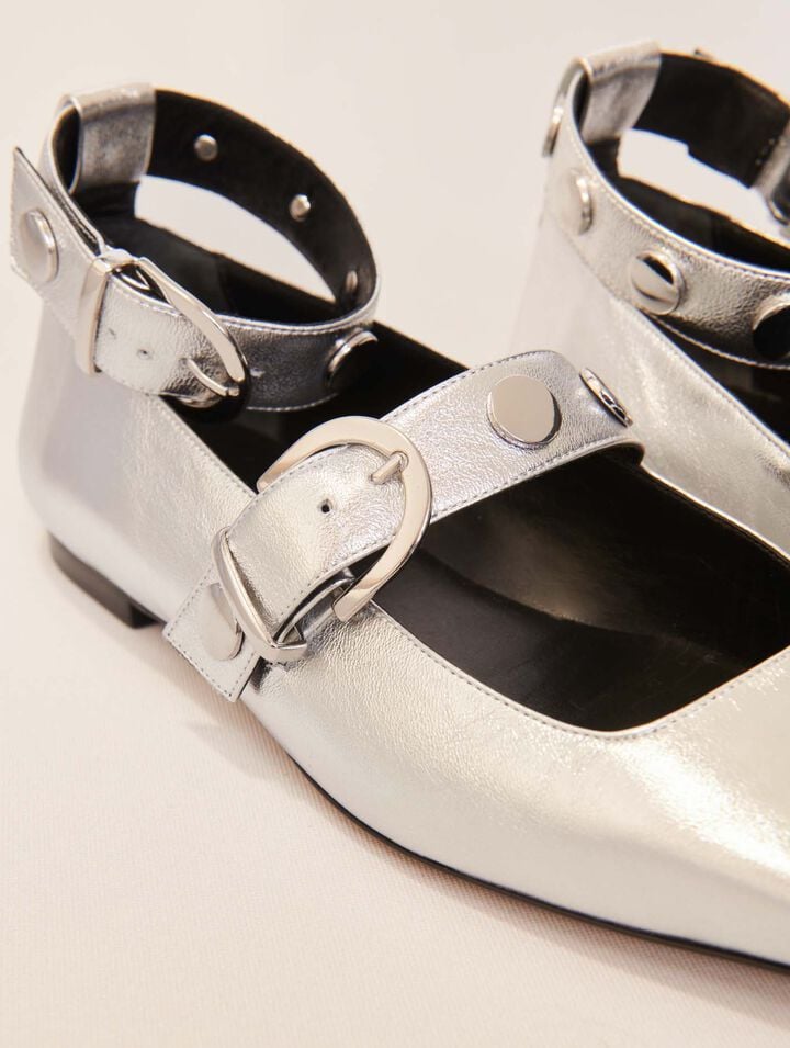 Metallic leather Mary Janes