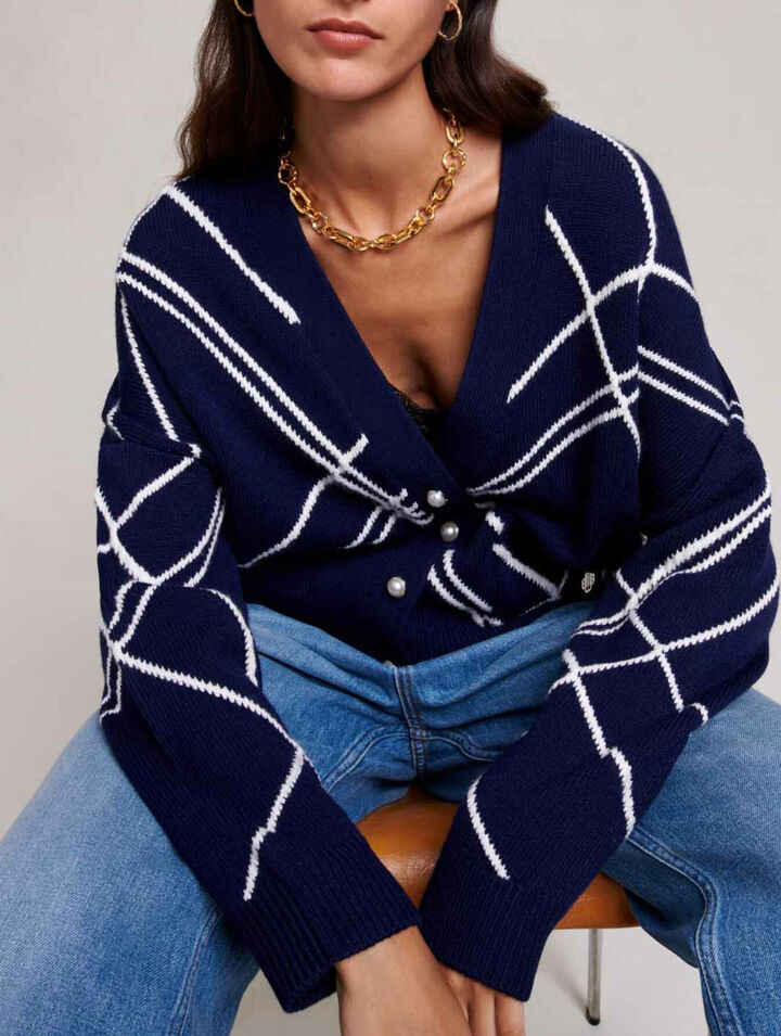 Striped knit cardigan