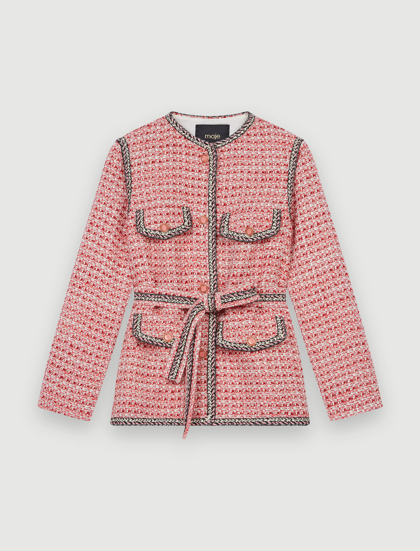 Tweed jacket with ethnic braids - Offline_Blazers-Jackets | Maje