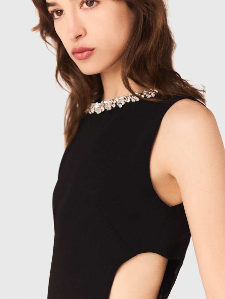 Jewel-collar maxi dress