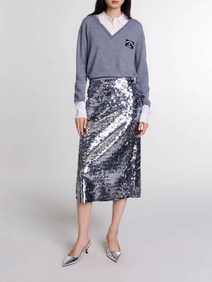 Knit skirt with sequins