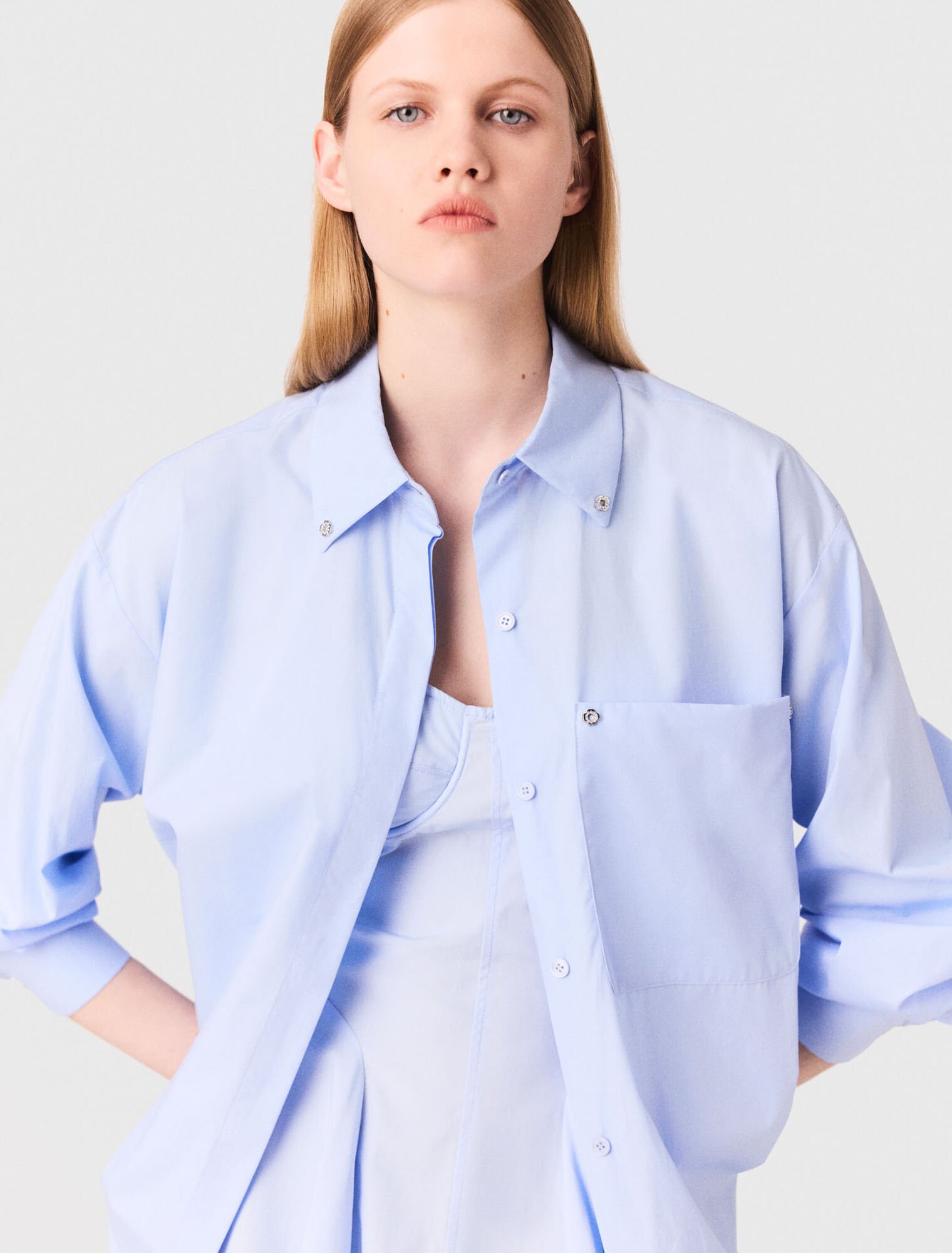 Long poplin shirt