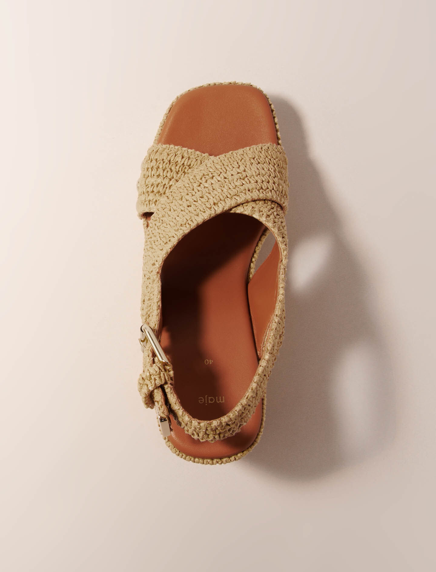 Wedge sandals with raffia effect Brown for Women | Maje