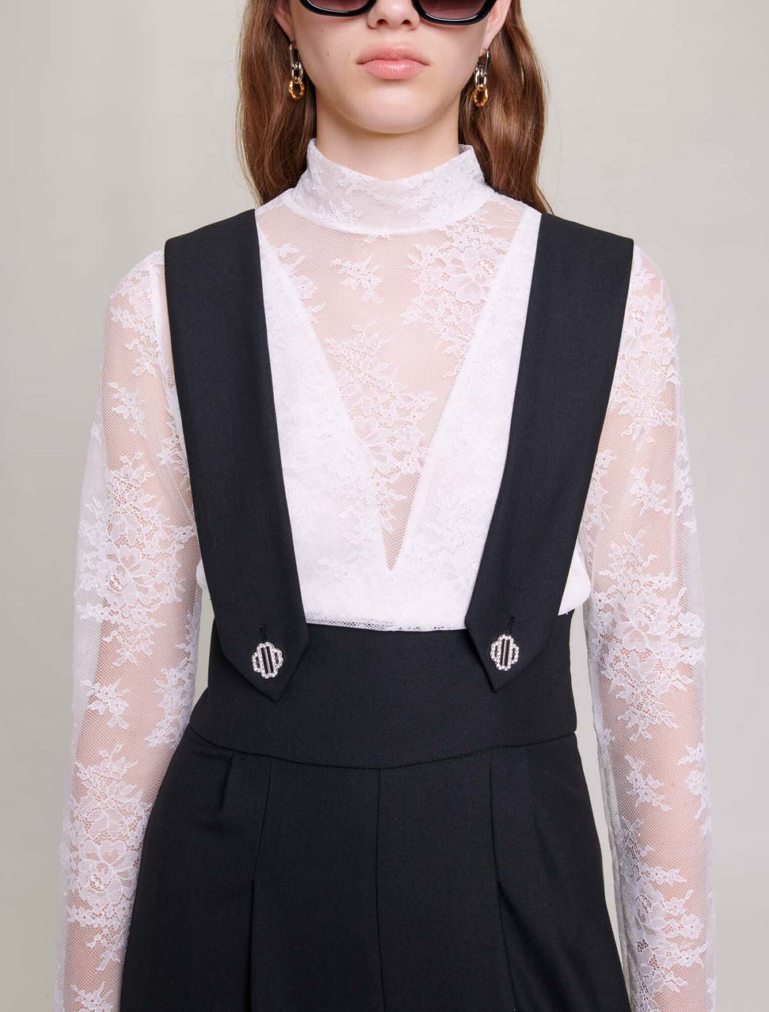 Wide-leg trousers with braces