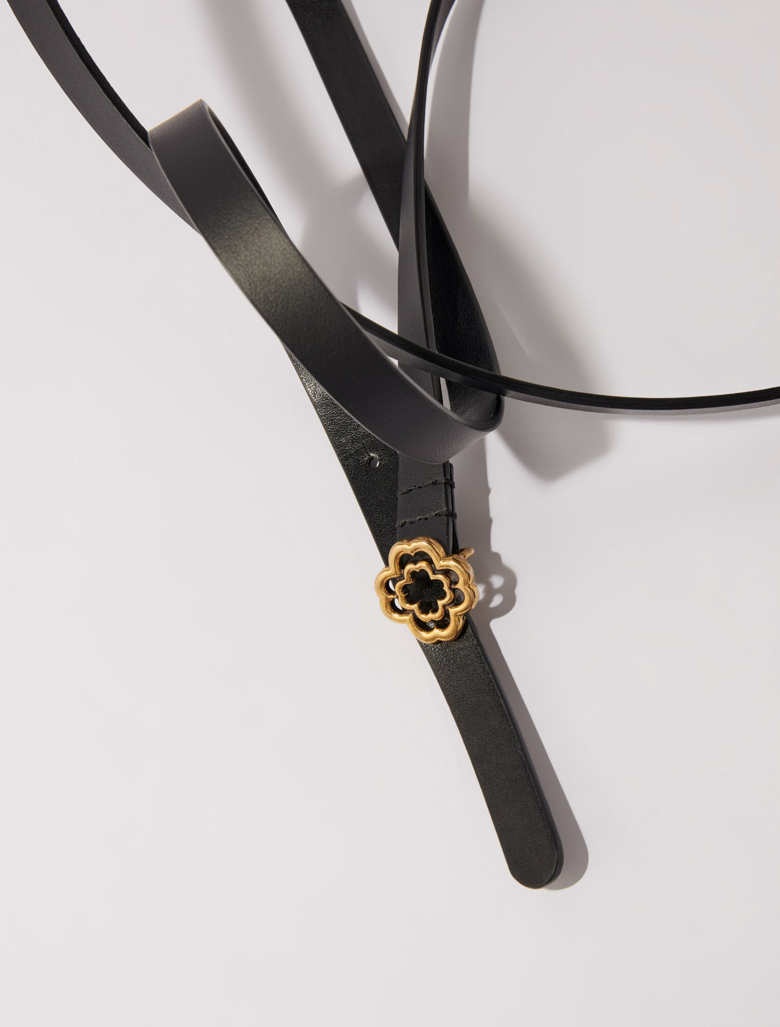 Slim double leather belt