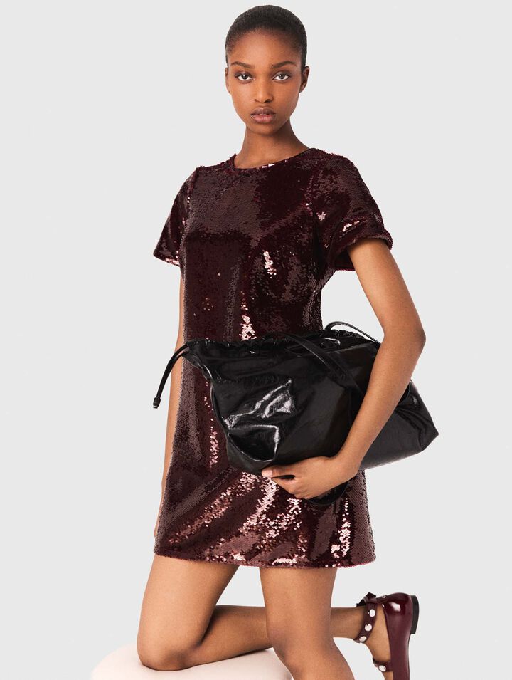 Embroidered sequin short dress