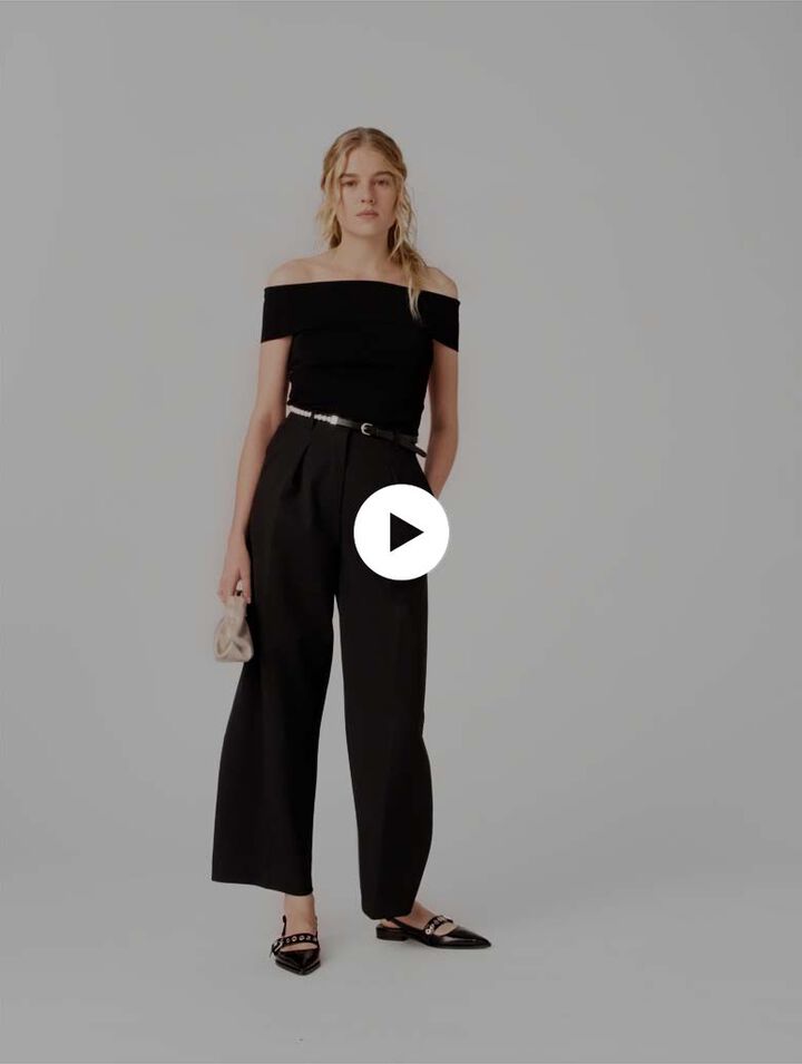 Rib knit bardot-neck top