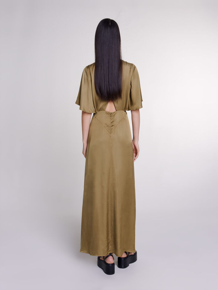 Openwork satin-effect maxi dress