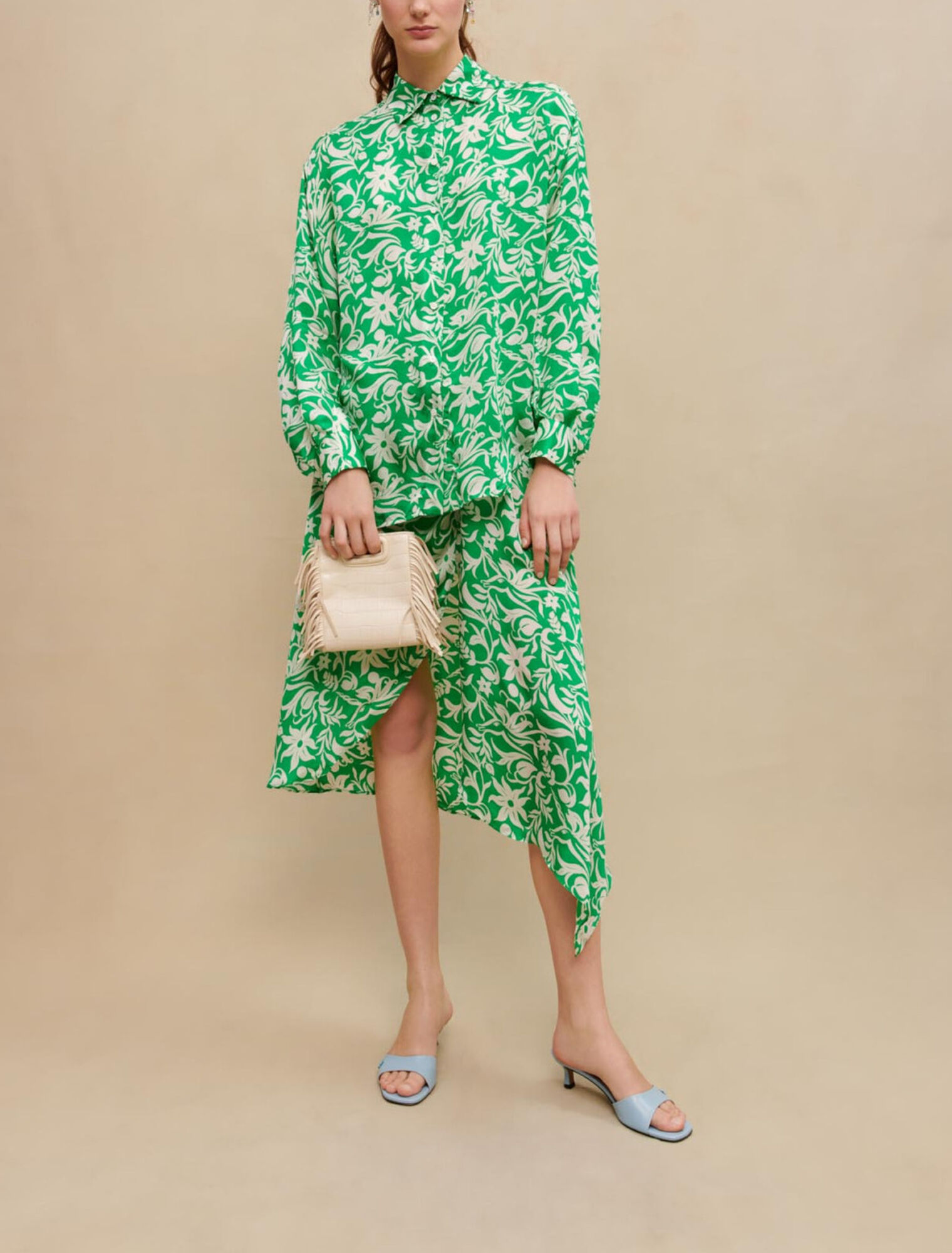 Printed satin shirt