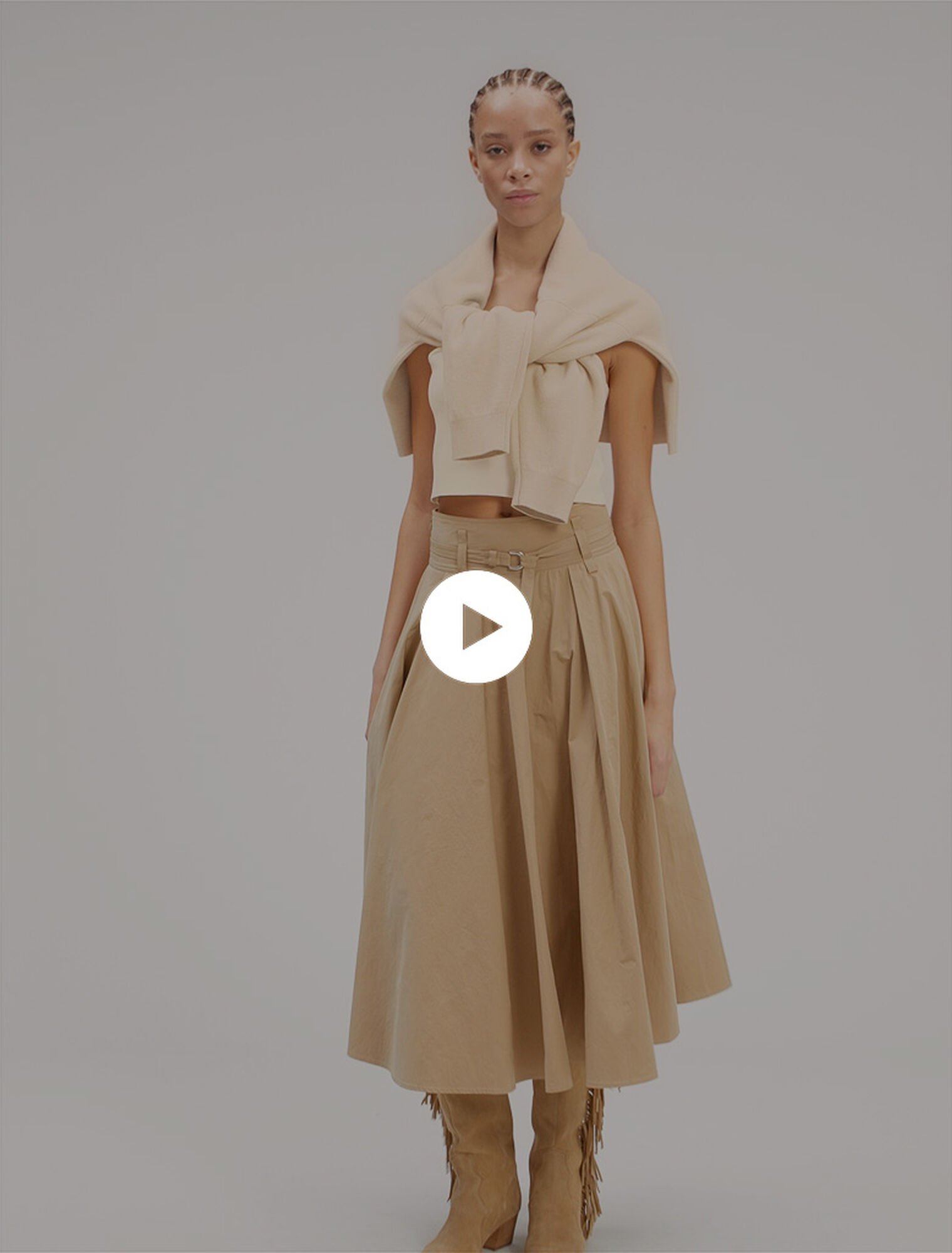 Cotton pleated maxi skirt