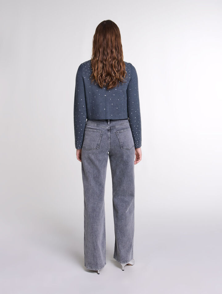 Knitted jumper with rhinestones