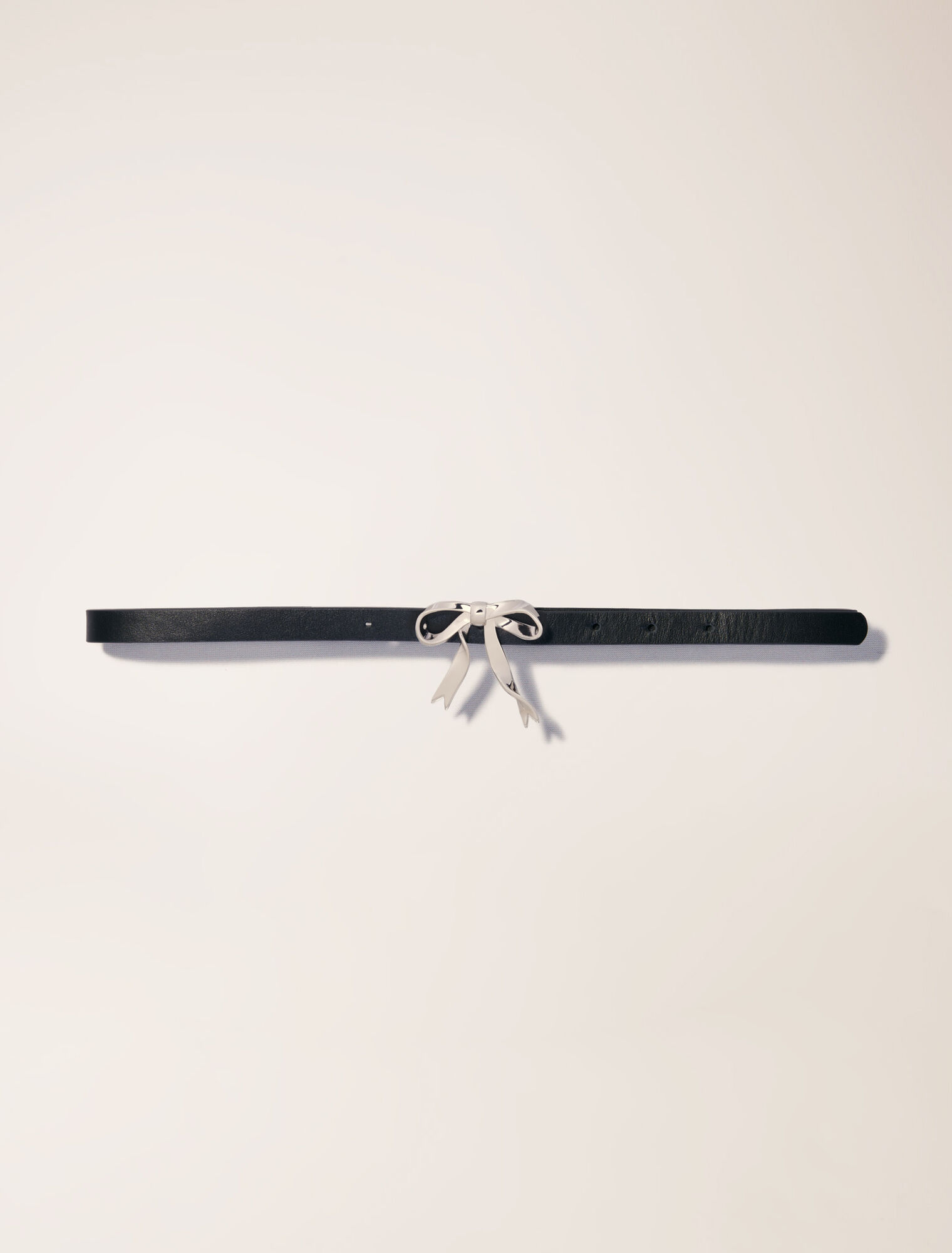 Slim leather bow belt