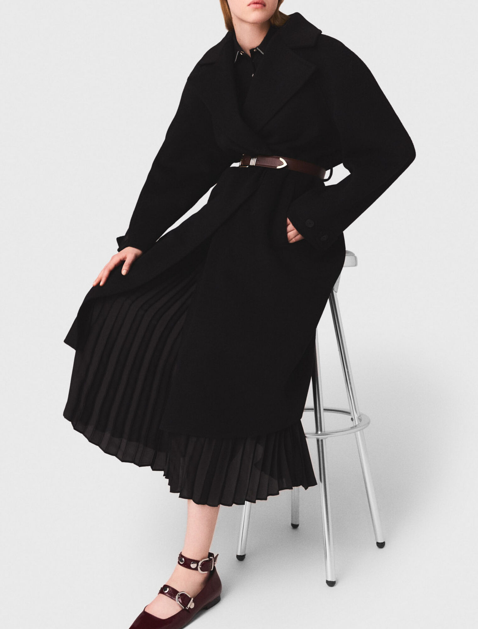 Double-faced mid-length coat