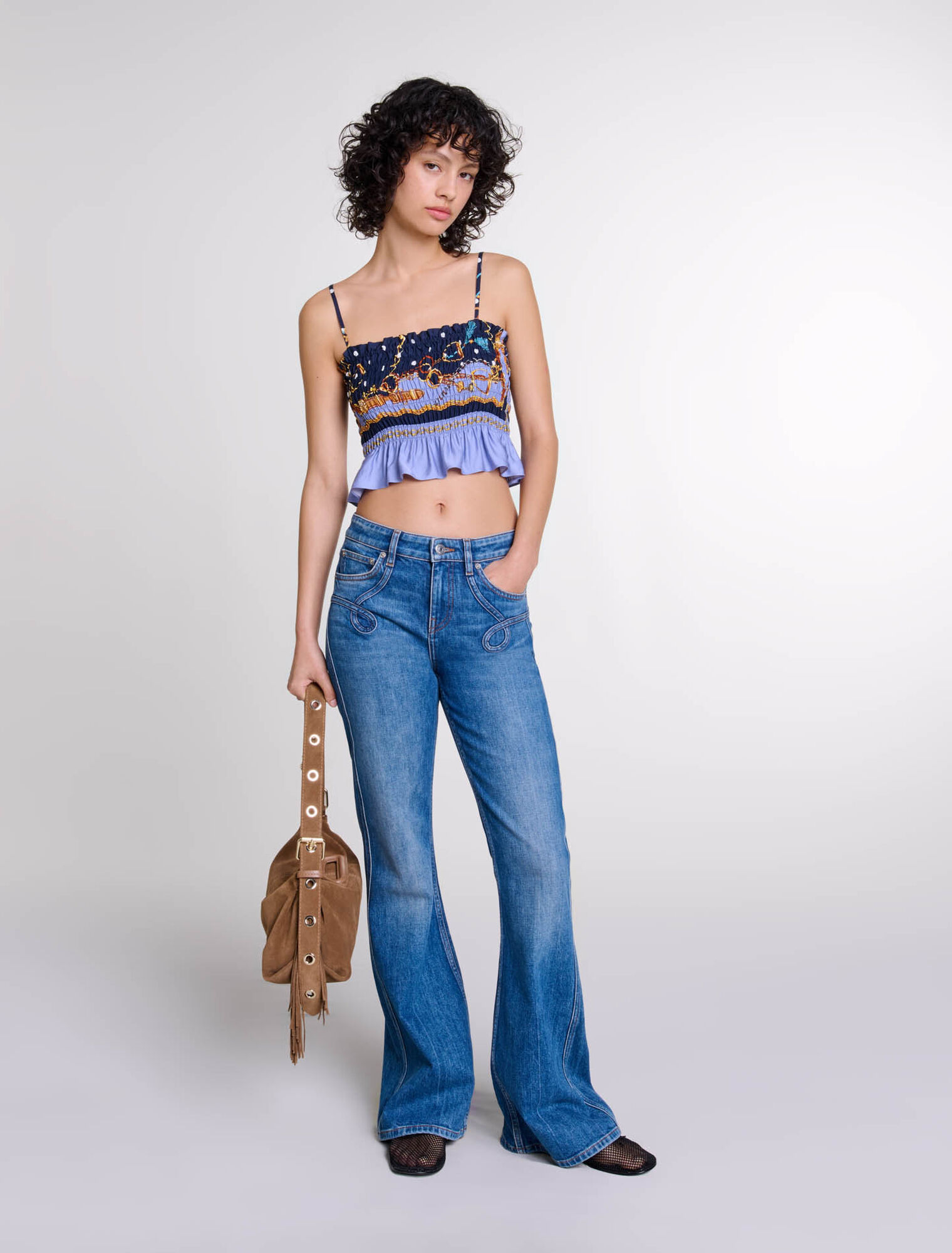 Embroidered flared jeans