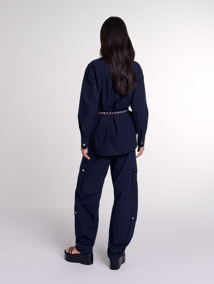 Belted long shirt 
