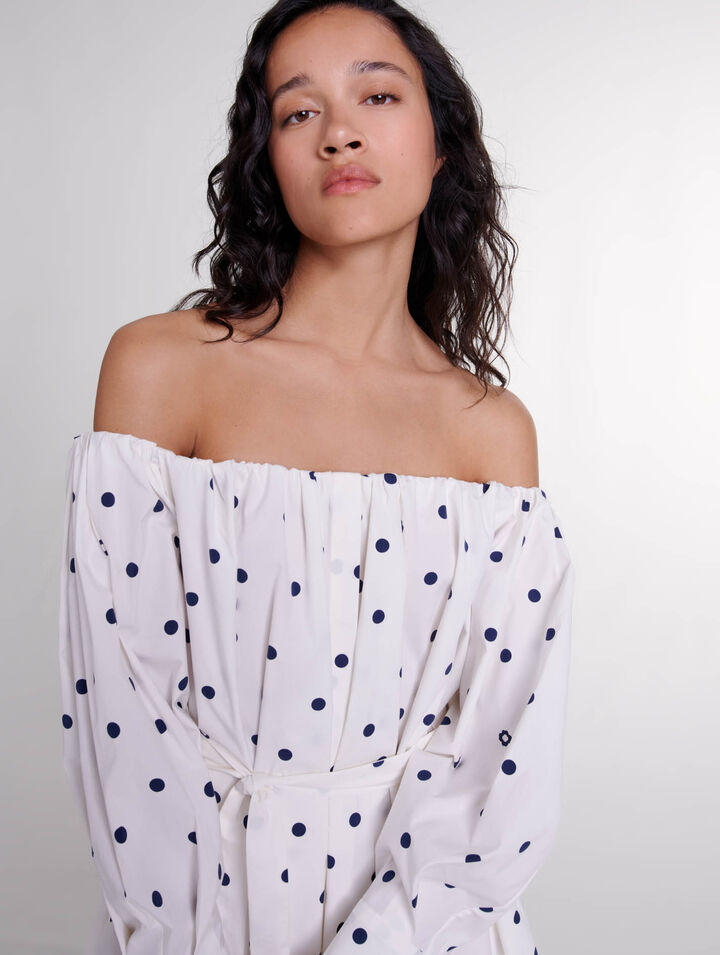 Shirt dress with bardot neckline 