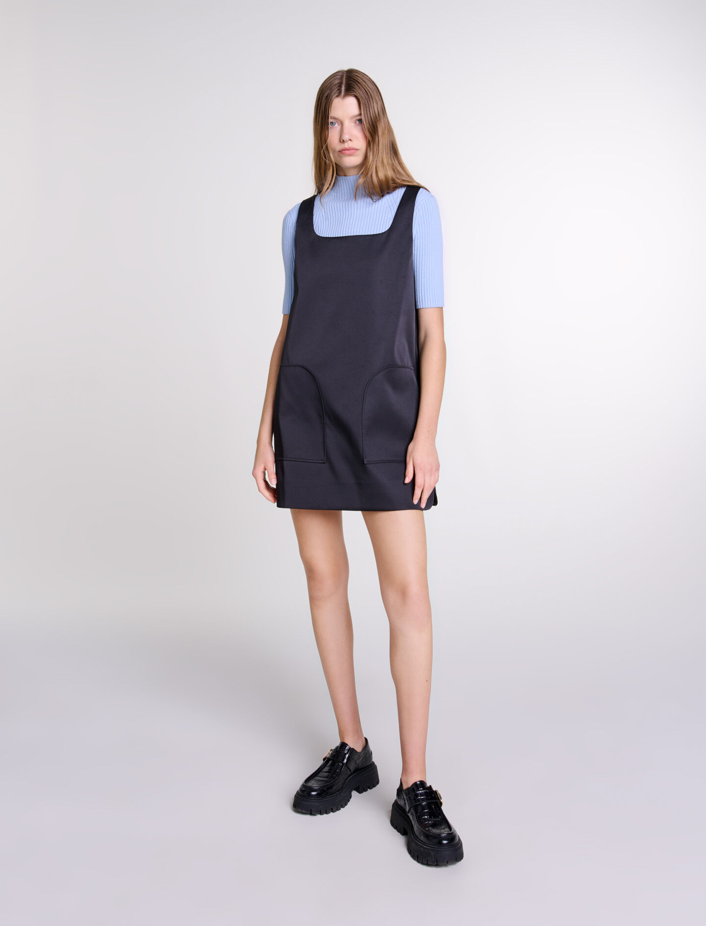 Satin pinafore dress hotsell