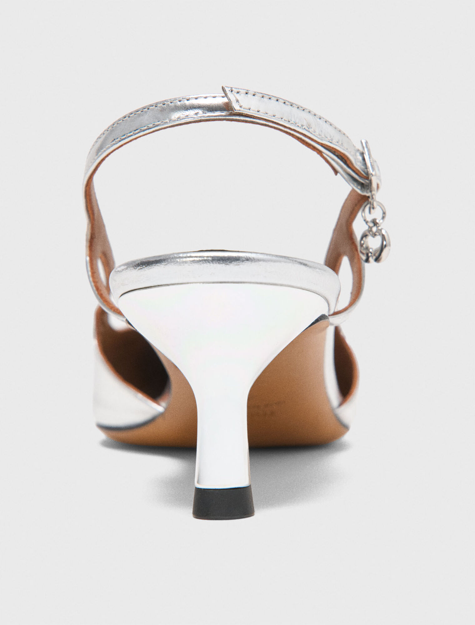 Silver leather strappy heels