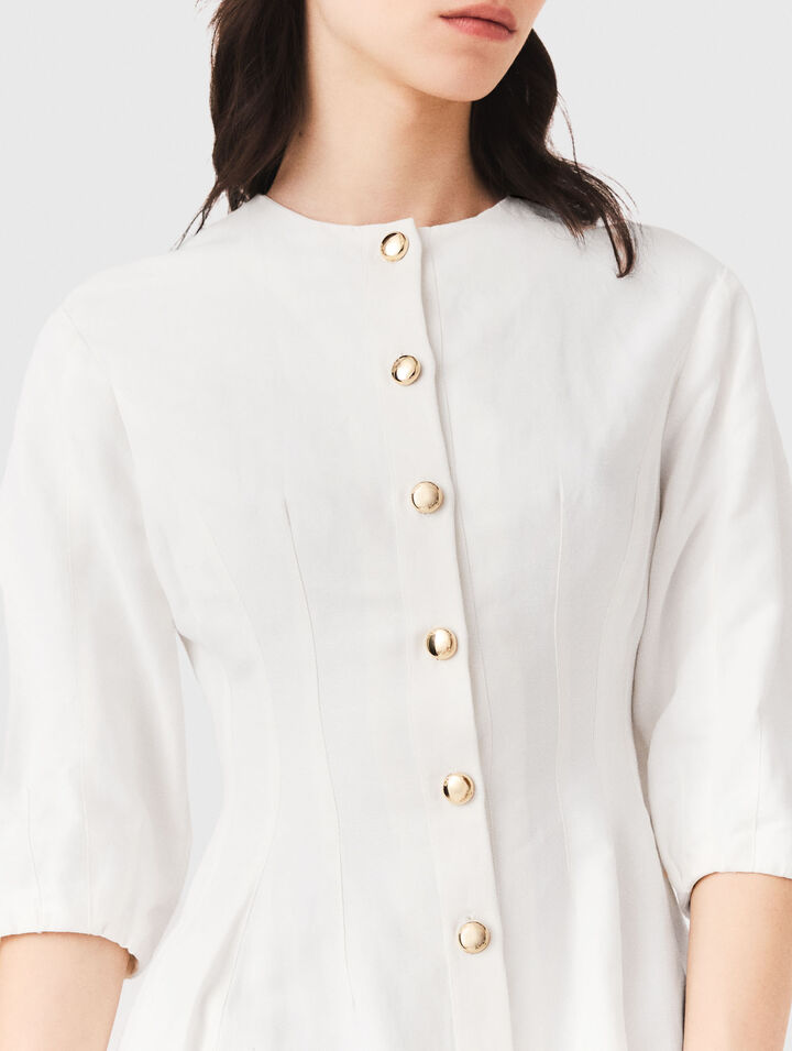 Short linen blend dress