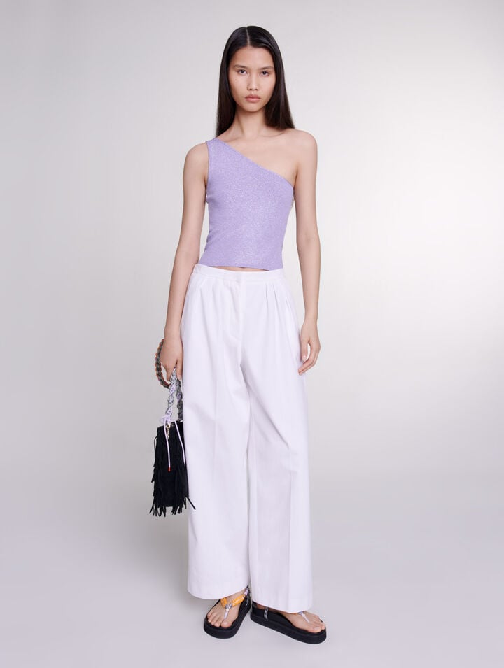 Metallic asymmetrical crop top