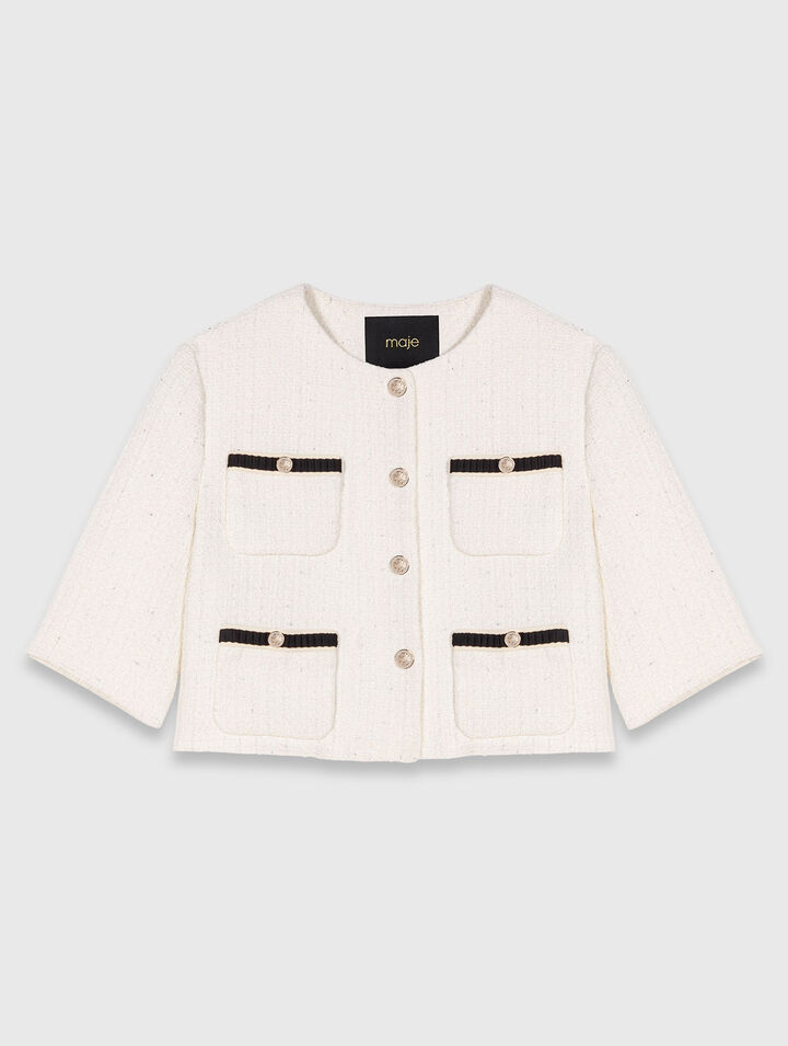 Short tweed lurex jacket