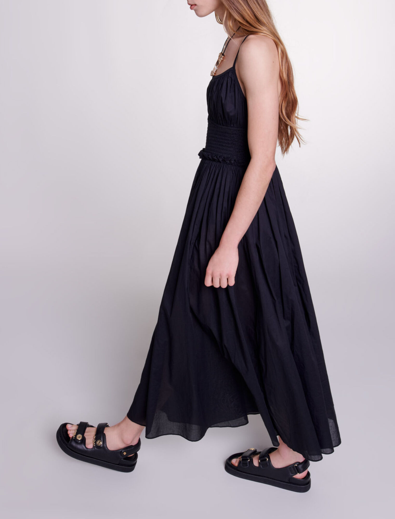 Dress with beaded ties