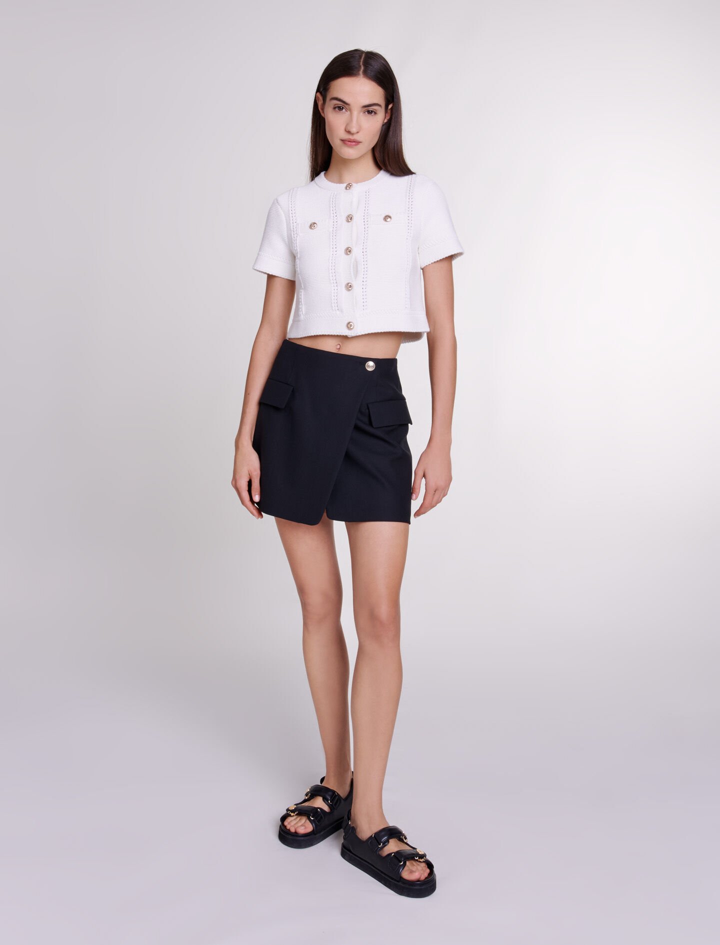 Maje asymmetric leather skirt on sale