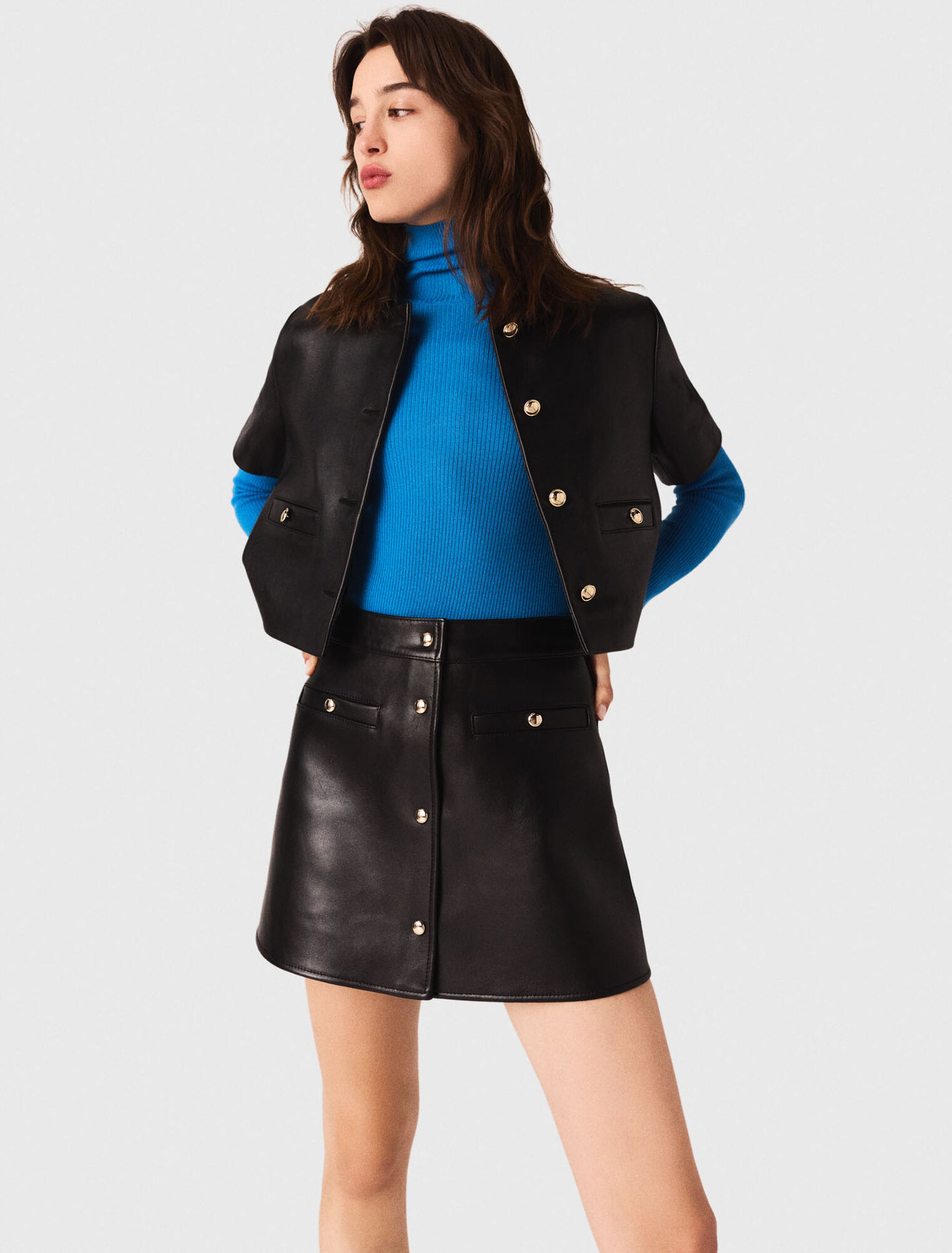 Cropped leather jacket