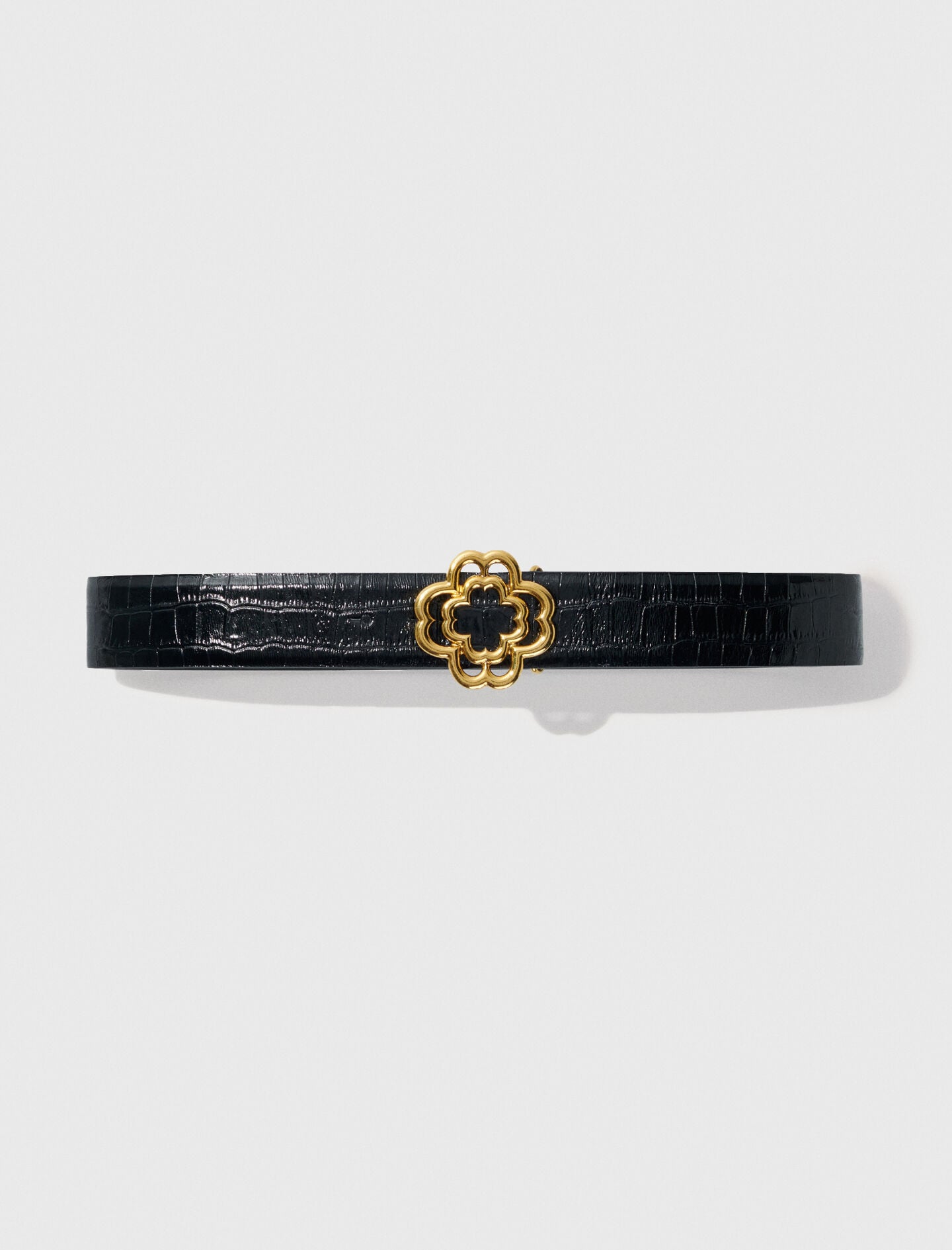 Croc-effect leather double M belt 8
