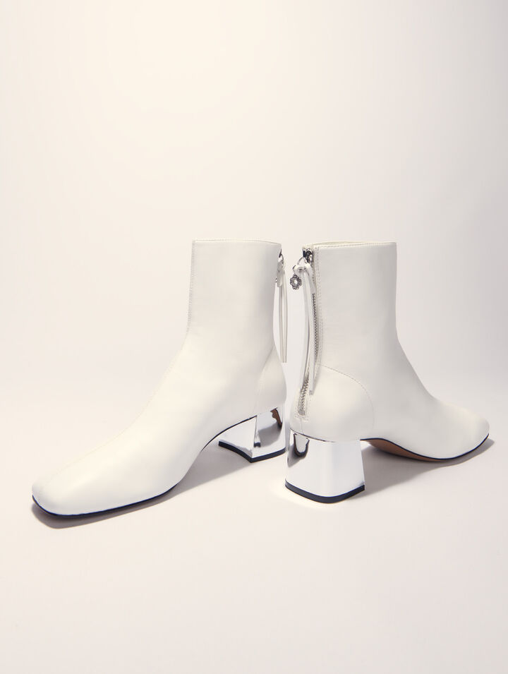 Square-toed leather boots