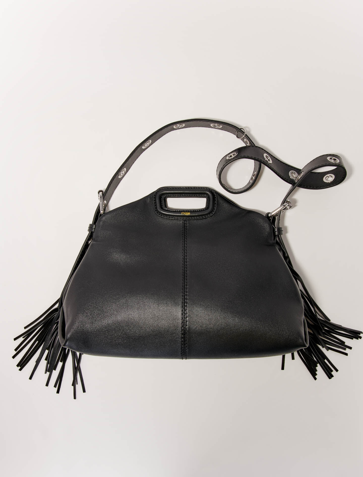 【MAJE】MISS M フリンジ レザーショルダー ブラック Smooth leather Miss M bag Black / Gray for Women | Maje