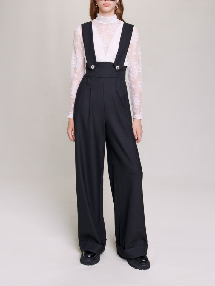 Wide-leg trousers with braces