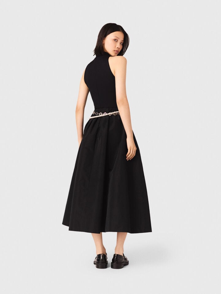 Mixed-material taffeta dress