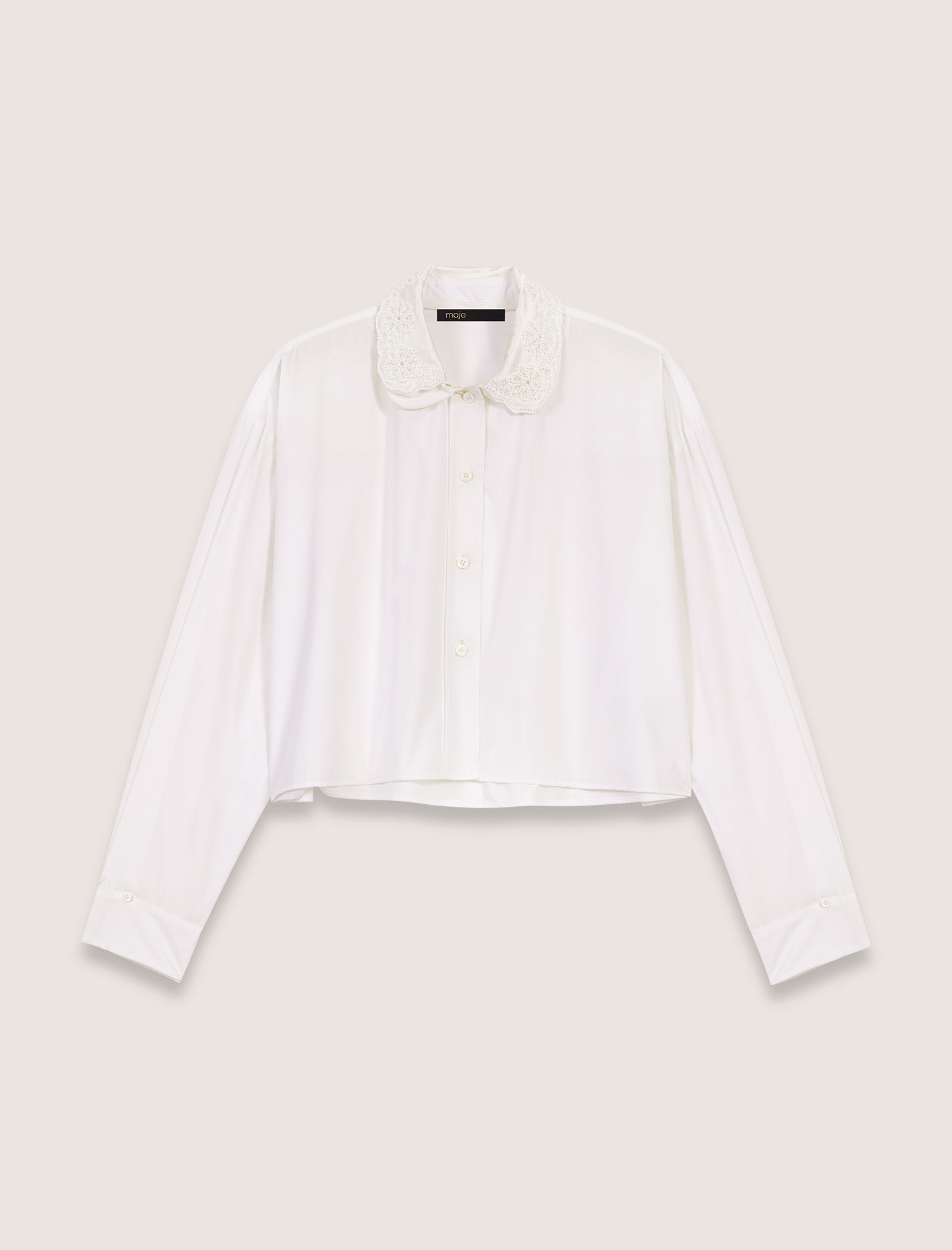 Short shirt with embroidered collar - Short sleeves | Maje