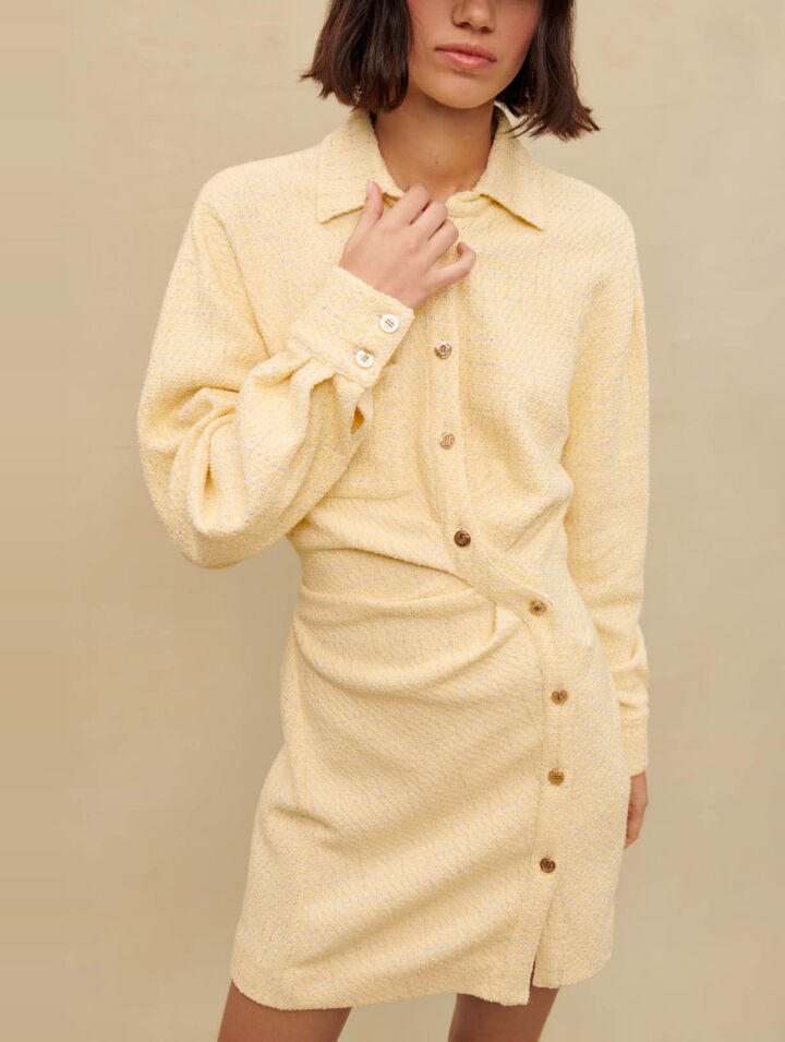 Asymmetrical lurex tweed dress