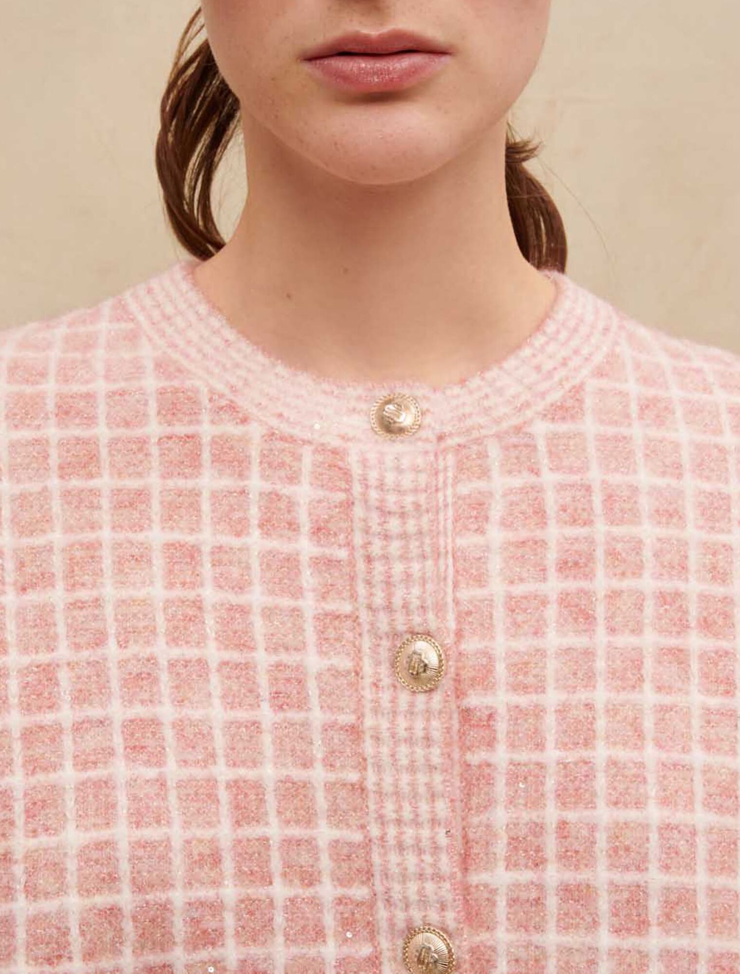 Tweed-style knit cardigan