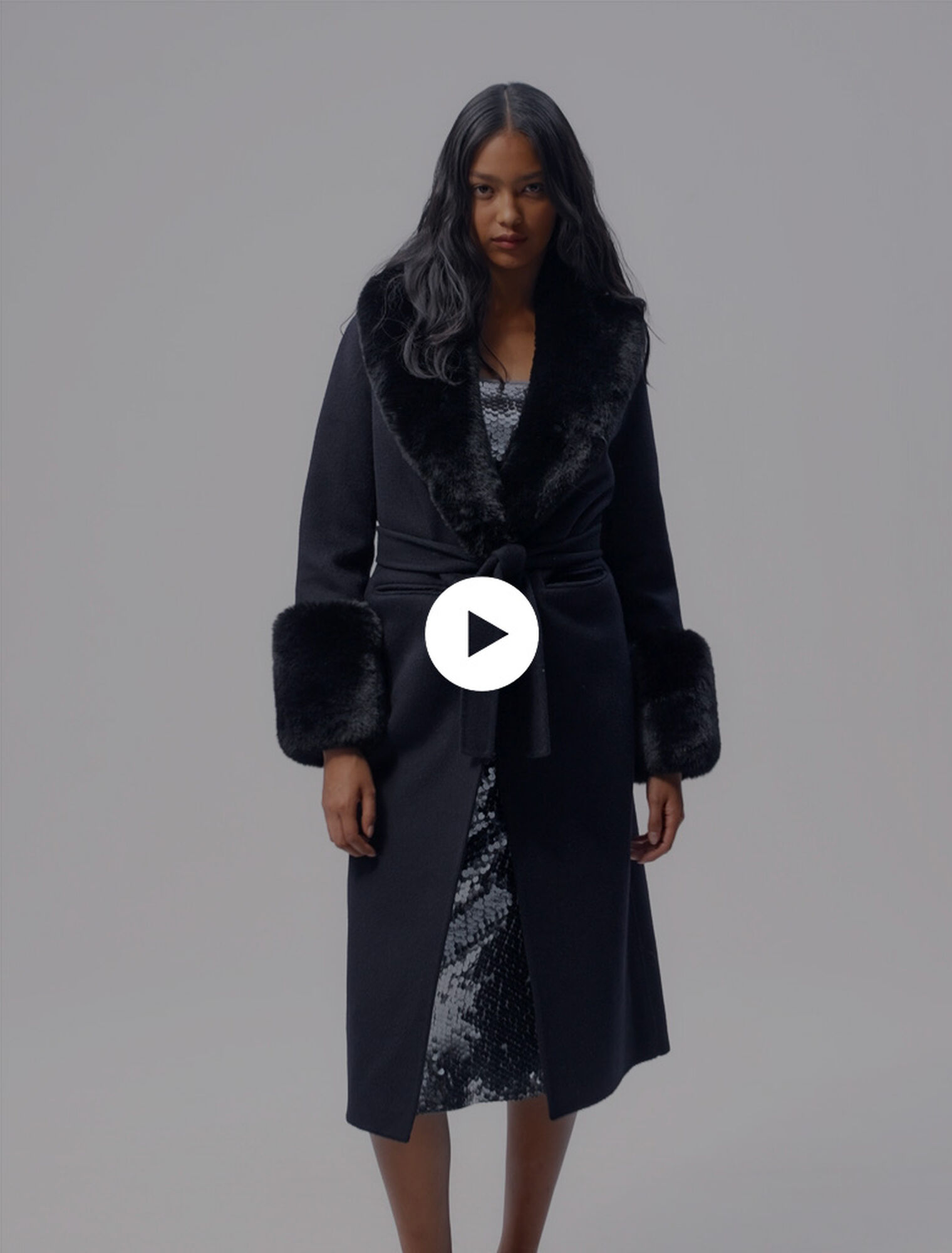 Double-faced faux fur coat