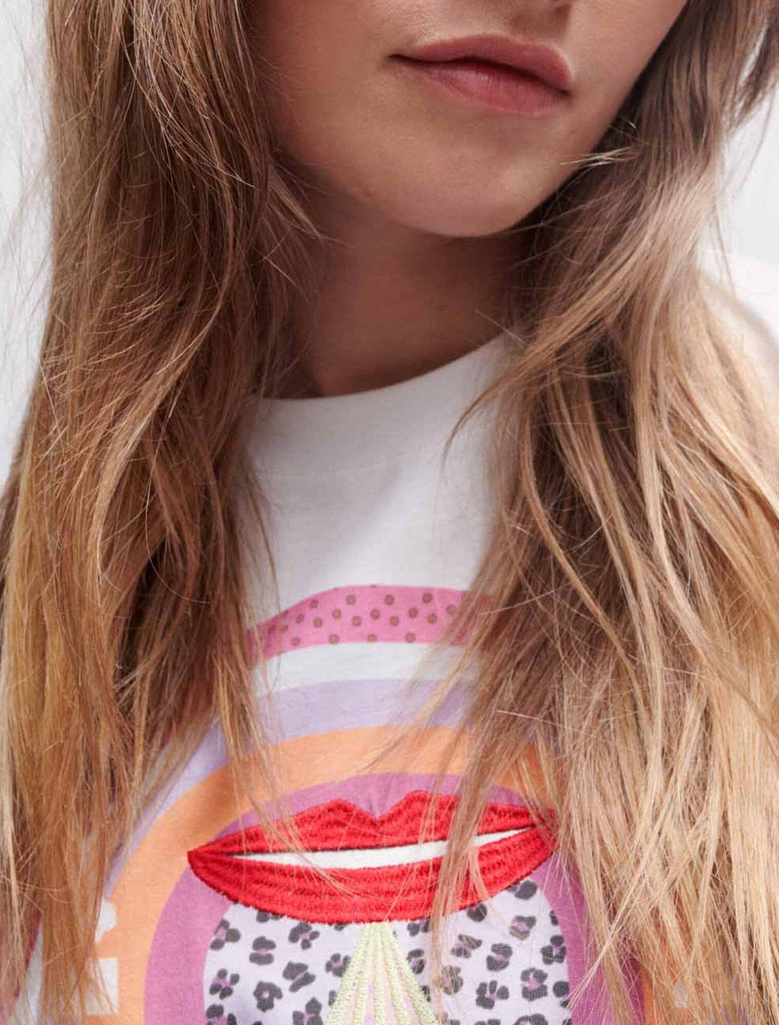 Embroidered silkscreen printed T-shirt
