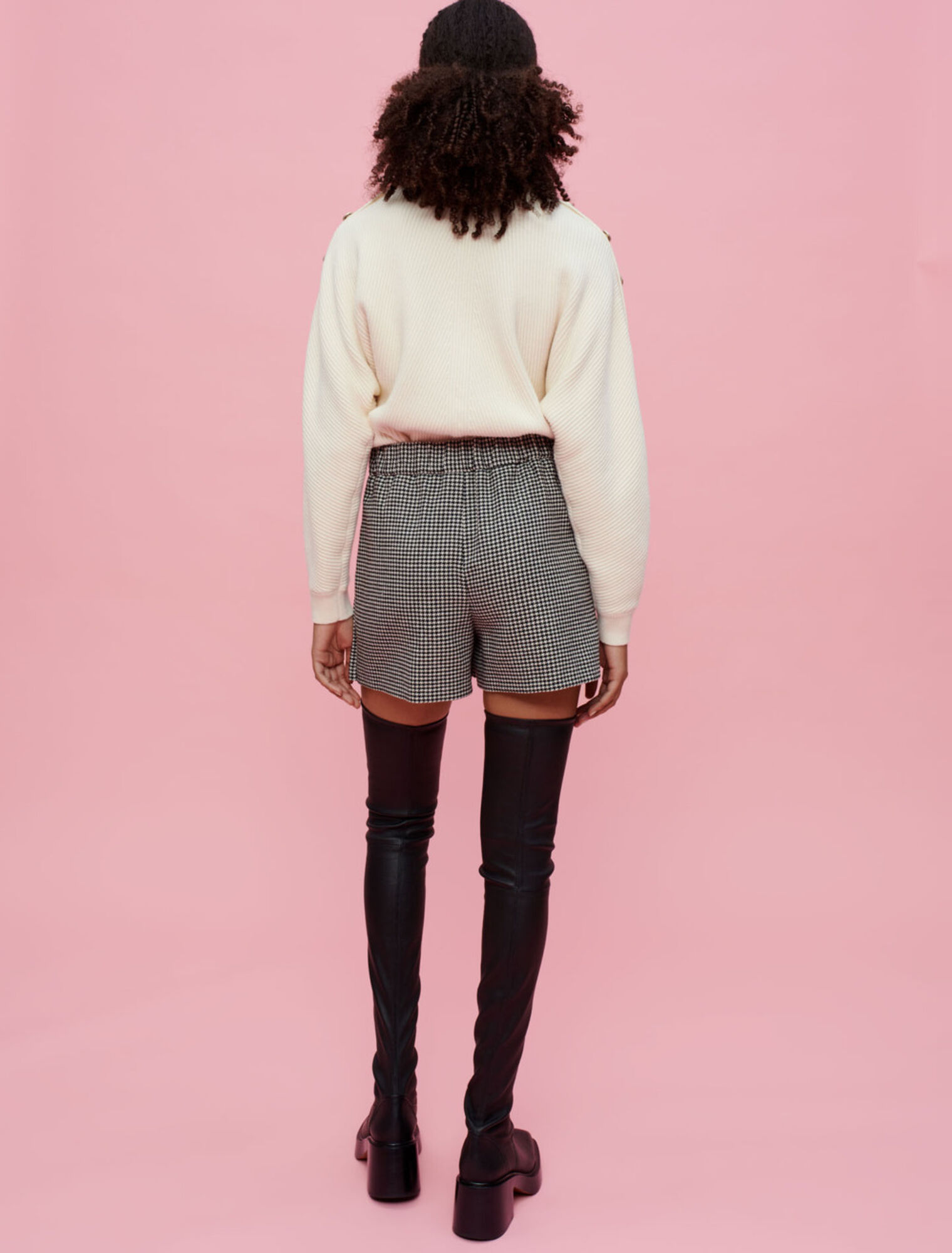 Trompe l'oeil houndstooth shorts