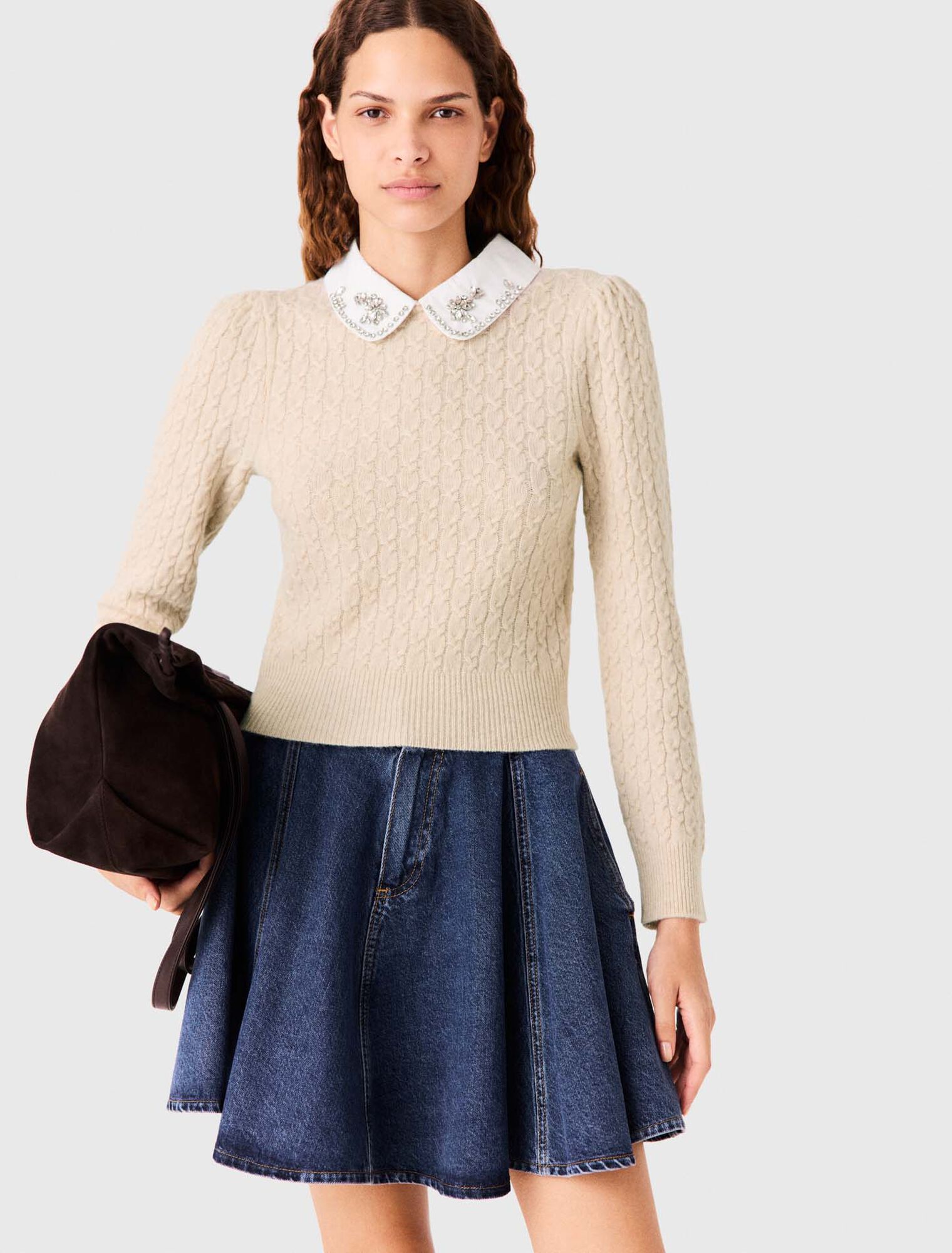 Removable poplin collar jumper