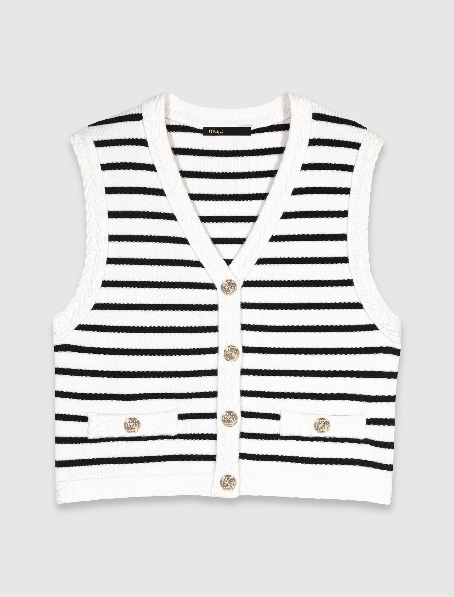 Sleeveless striped cardigan